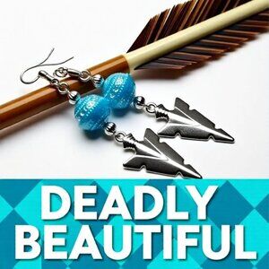 Blue & Silver Arrowheads! Lightweight Dangle Earrings